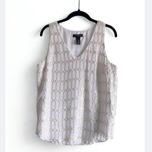 White House Black Market Silk Metallic Tank  Holiday Party Top Size M